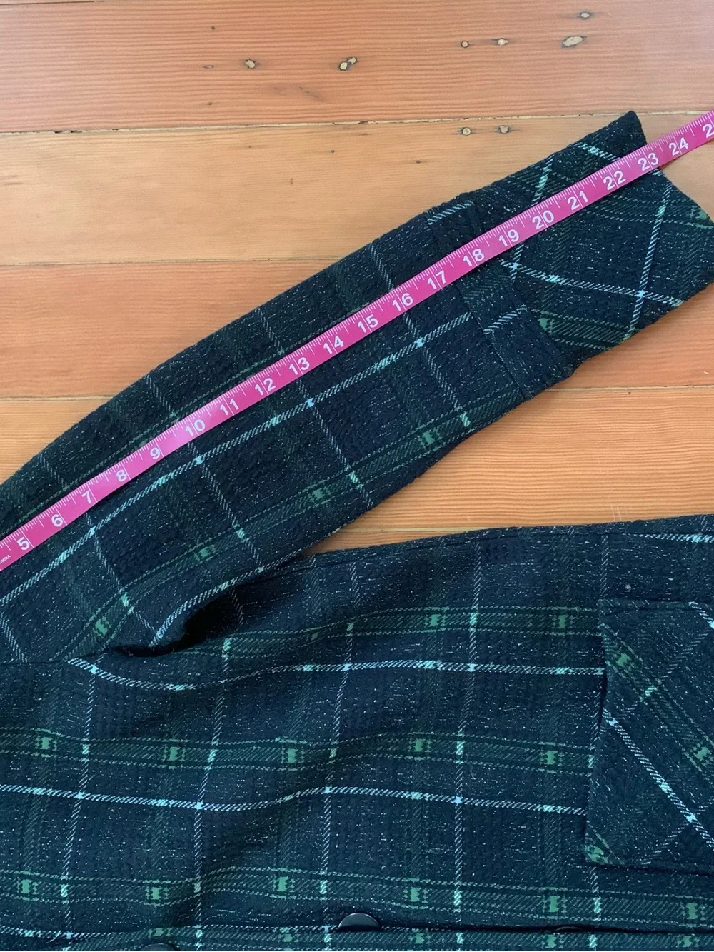 HABITAT Speckled Textured Black and Green Plaid Car Coat Jacket